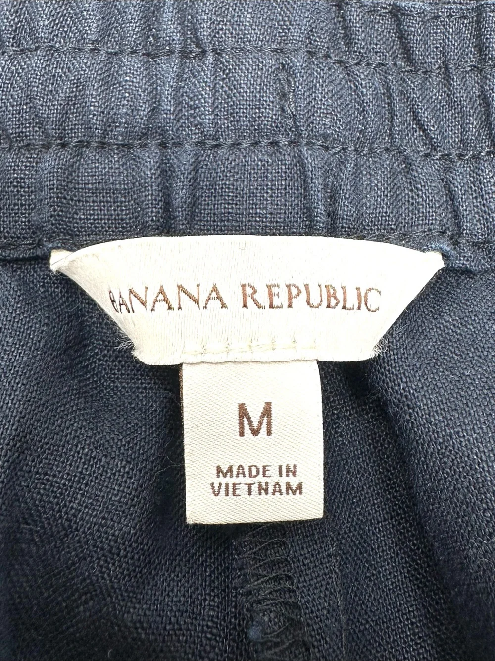 Banana Republic Easy Linen Pull on Pants Size Medium Straight Ankle Preppy Navy